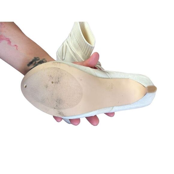 JF Just Fab Lou White Throwback Lace-Up Bootie Heel Size 6.5 - Picture 11 of 16